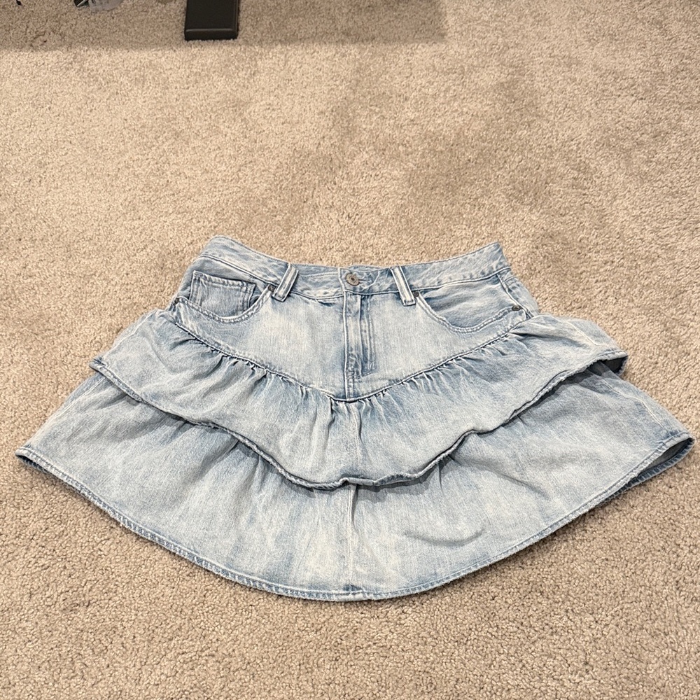 American Eagle Denim Ruffle Skirt